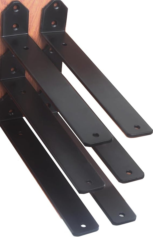 6 Pack - L 5" x H 2" x W1.5, 5mm Thick Black L Shelf Bracket, Iron Shelf Brackets, Metal Shelf Brackets, Floating Shelf, Shelf Supports with Screws Blind