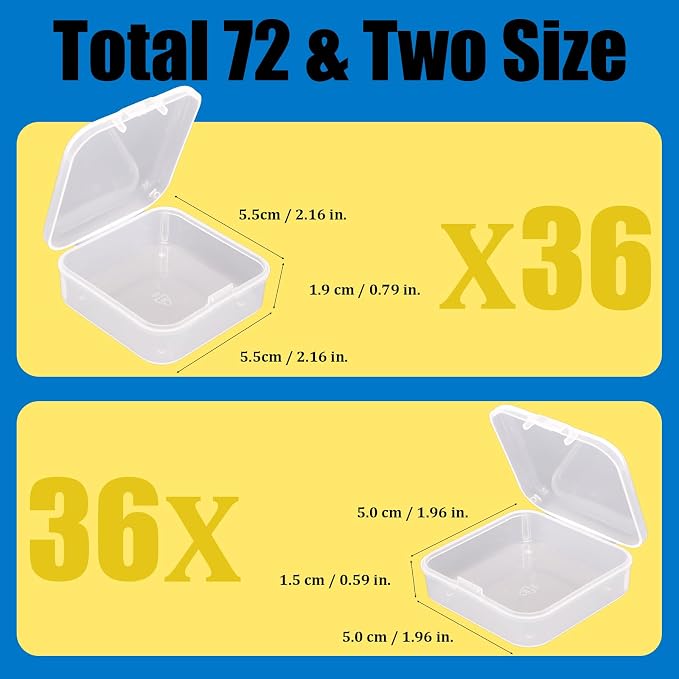 Mathtoxyz 72PCS Bead Organizer Box - Small Rectangle Bead Holder Plastic Cases for Clay Beads, Bracelet Making, DIY Jewelry, Craft, Nail