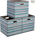 HSDT3 Cube Storage Bins Teal Stripes Gradient Lines 10.5x10.5x11 Inch Foldable Whale Coastal Print Fabric Half Storage Basketes for Home Organizers Storage Drawer,QY-SC12-3,Navy Blue-Whale(Set of 6)