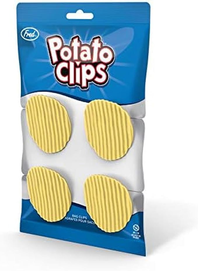 Genuine Fred, POTATO CLIPS, Set of 4, Wavy Chip Bag Closures, Chip Clips, Bag Clips, Patented Design