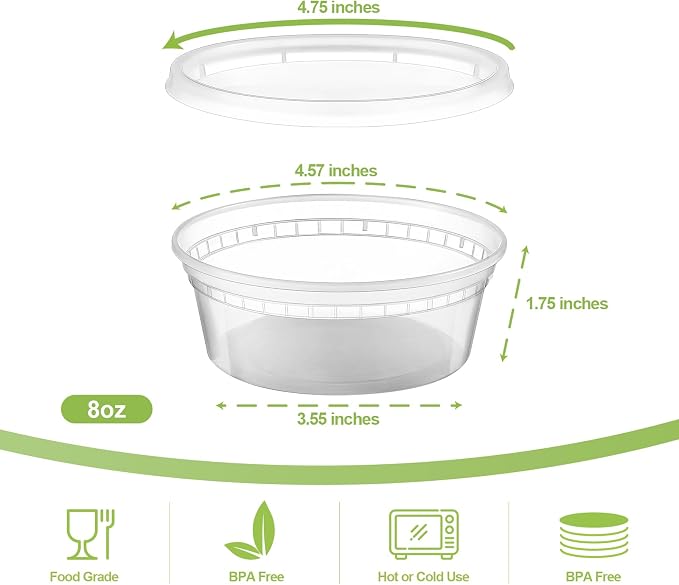 AOZITA 36 Sets 8 oz Plastic Deli Containers with Lids, Airtight Food Storage Containers, Freezer/Dishwasher/Microwave Safe, Soup Containers For Takeout Meal Prep Storage