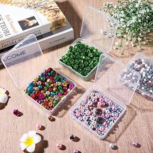 Jetec 6 Pieces Small Clear Plastic Storage Box, 3.7 x 3.7 x 1.2 Inch