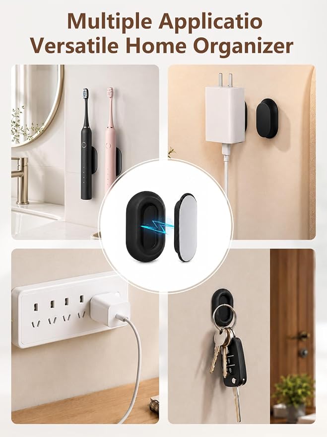 Magnetic Remote Control Holder Wall Mount, 5 Pack-Black | Drill-Free Self-Adhesive Silicone Organizer for TV, AC, Fan, RV ,Bed, Couch & Table Storage Caddy Accessories