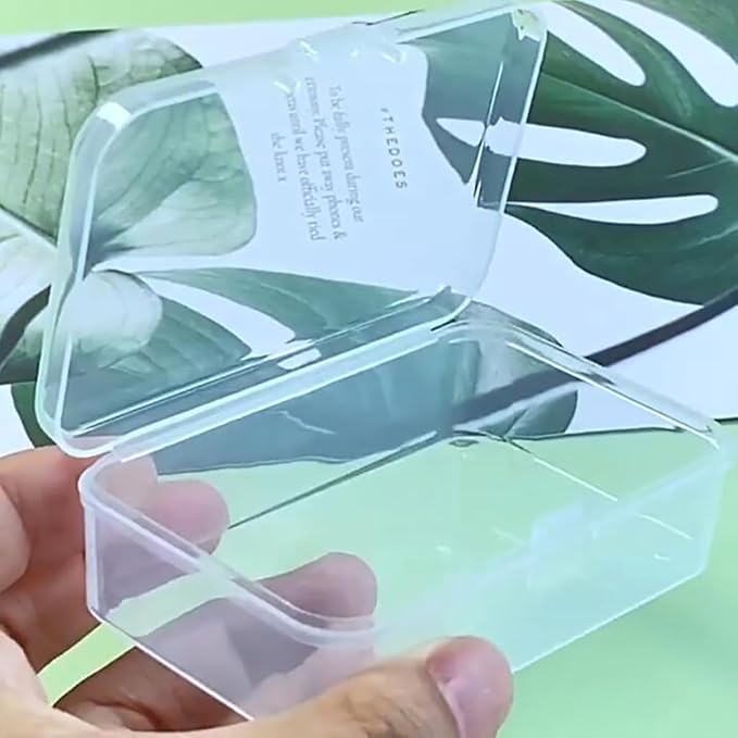 12 Pieces Clear Plastic Box Containers (3.27 x 2.13 x 1.02 inch) with Lids for Tiny Items and Other Craft Projects