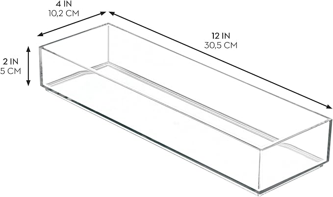 iDesign Plastic Makeup Drawer Organizer Tray, Set of 6, Clear | Vanity Organizer, Desk Drawer Organizer