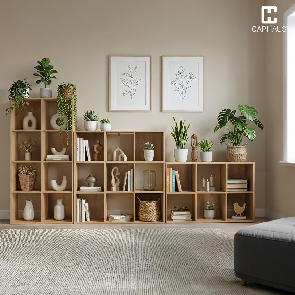 Fencer Wire 11-Inch Cube Storage Organizer Shelf w/Back, with Exterior Edge, Room Storage Shelves Divider, Bookcase, 9-C