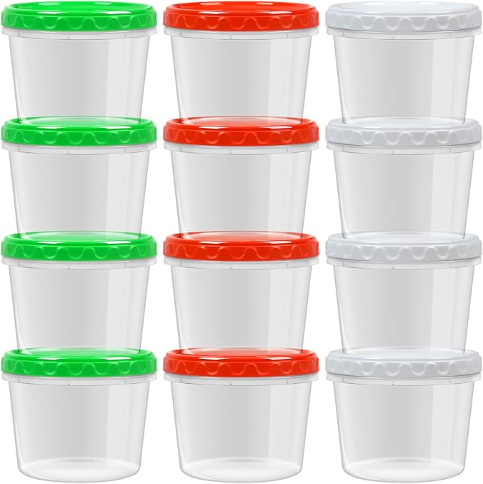 EONJOE 32oz Plastic Freezer Food Leftovers Containers with Lids, 12pcs | Reusable ,Airtight & BPA-free for fresh food. Dishwasher/freezer safe, perfect for daily meal prep, portion control