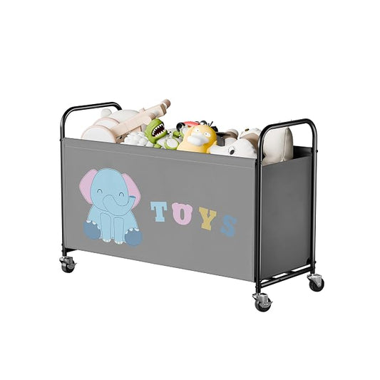 GRANNY SAYS Toy Box for Boys Girls, Extra Large Toy Chest Storage with Wheels, Metal Kids Toy Storage Organizer for Living Room Storage, 135L Toy Bins for Kids Organizer Stuffed Animals, Grey