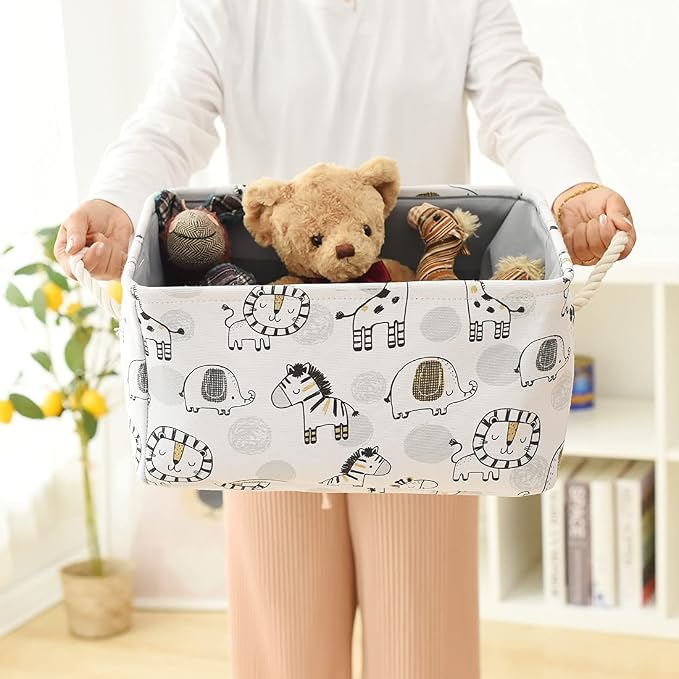 Toy Baskets Toys Organizer Kids Storage Basket, Baby Room Decor Giraffe Laundry Baskets with Drawstring Mothers Day Gifts Basket for Kid's Room (Giraffe, Large)