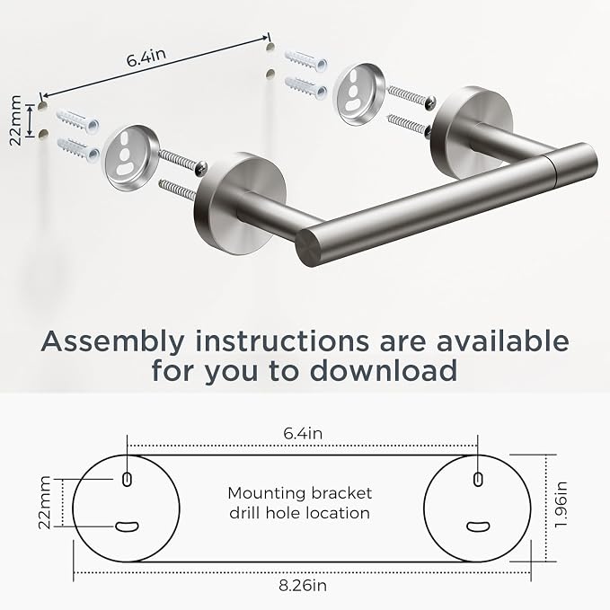 FORIOUS Toilet Paper Holder Wall Mount, SUS304 Stainless Steel Double Post Pivoting Tissue Roll Holder and Hand Towel Ring Set for Bathroom, RV, Bathroom Hardware Accessories Set, Brushed Nickel, 2