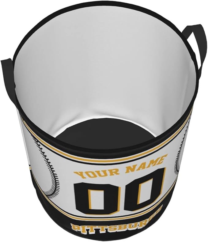 Custom Pittsburgh Laundry Hamper Personalized Laundry Basket Customized Name And Number Collapsible Storage Basket for Bedroom Bathroom Living Room Baseball Fan Gifts
