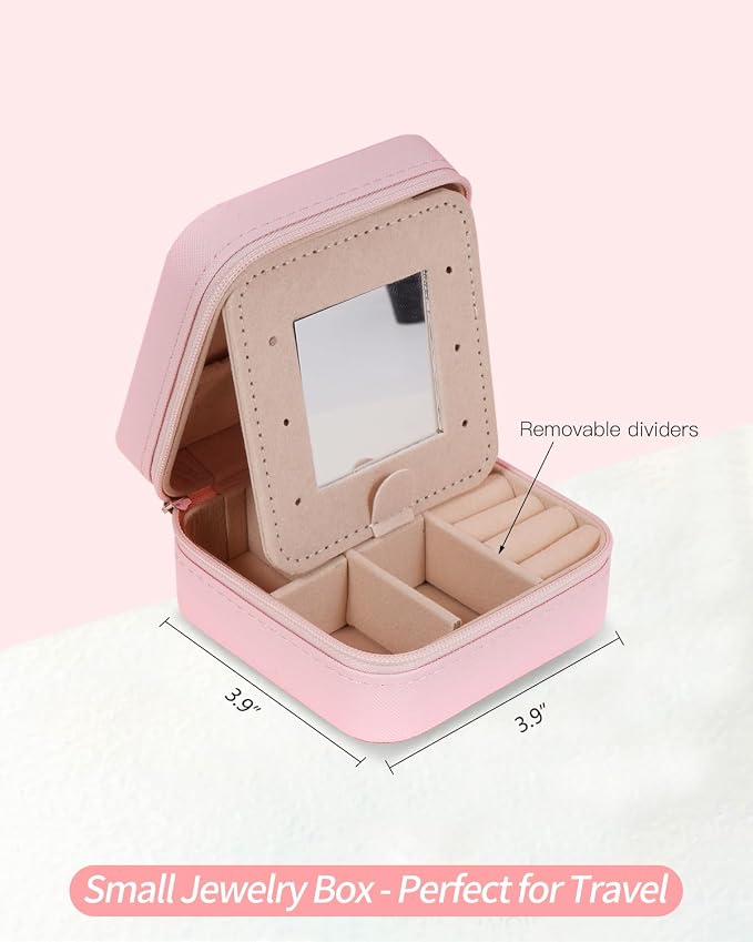 Uygafly Gifts for Teen Girl Trendy Stuff,Birthday Gift for 5 6 7 8 9 10 11 12 13 14 15 Year Old Girls,Cute Travel Jewelry Case Small Box | Pink,C