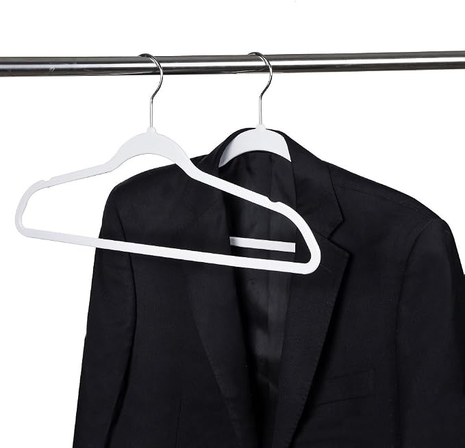 Quality Hangers 50 Pack Non-Velvet Plastic Hangers for Clothes - Heavy Duty Coat Hanger Set - Space-Saving Closet with Chrome Swivel Hook, Functional Non-Flocked Hangers - Cream White