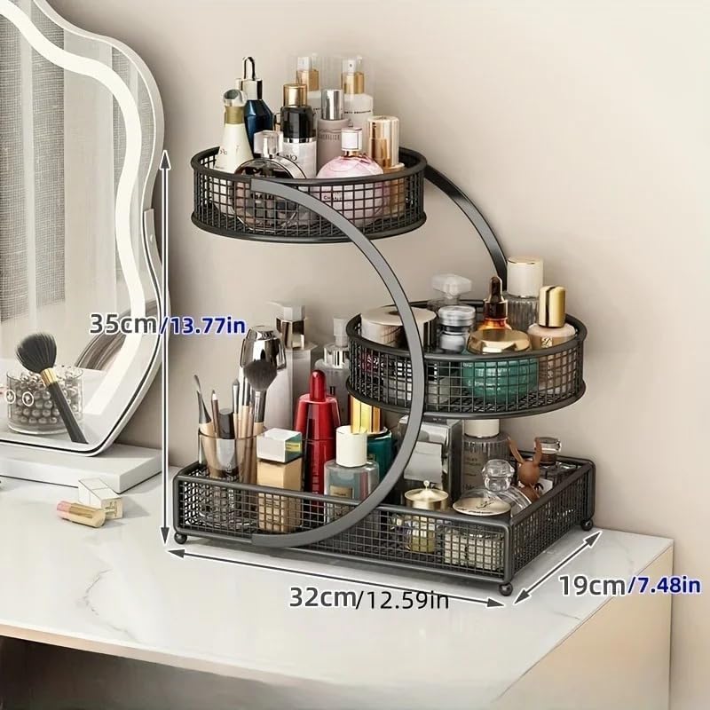 Makeup Organizer Countertop for Vanity, 3 Tier Bathroom Bedroom Counter Skincare Organizer Cosmetic Display Shelf Vanity