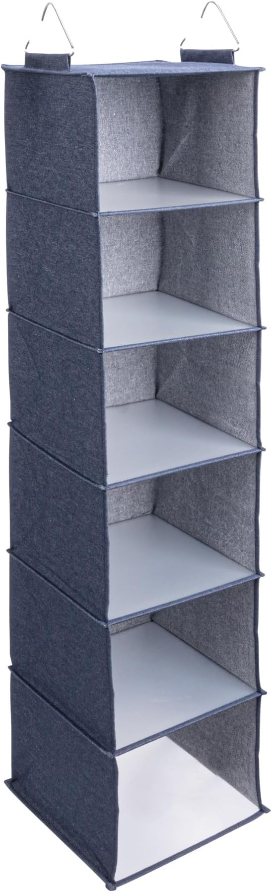 Household Essentials Hanging Cotton Blend Closet Organizer with 6 Storage Shelves, Denim