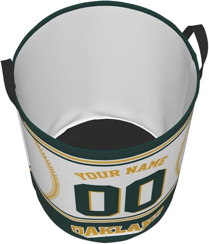 Custom Oakland Laundry Hamper Personalized Laundry Basket Customized Name And Number Collapsible Storage Basket for Bedroom Bathroom Living Room Baseball Fan Gifts
