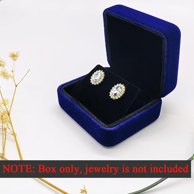 2 Pieces Velvet Earring Box,Stud Earring Gift Box,Jewelry Display Case for Proposal,Engagement,Wedding and Birthday,Blue