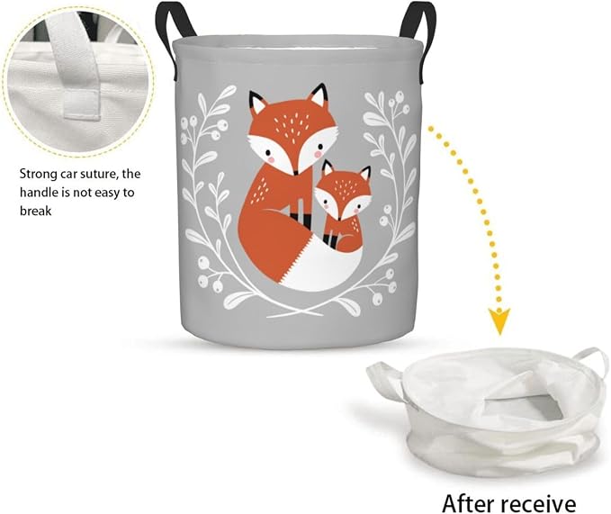 Fox Cute Laundry Basket,Laundry Hamper,Collapsible Storage Bin, Oxford Fabric Clothes Baskets,Nursery Hamper For Home,Office,Dorm,Gift Basket