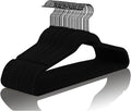 MIZGI Premium Velvet Hangers (60 Pack) Heavy Duty - Non Slip Felt, Space Saving Black Velvet Suit Hangers