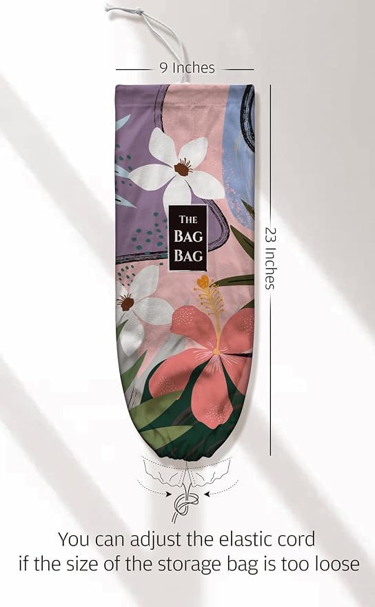 Grocery Bag Holder Abstract Flower Canvas Plastic Shopping Bag Organizer Storage 23"x9"