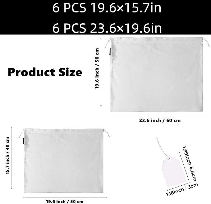 GONGKANGYUAN 12 Pcs Dust Bags for Purses and Handbags Satin Purse Storage Organizer With Drawstring Closure Handbag Protector (White)