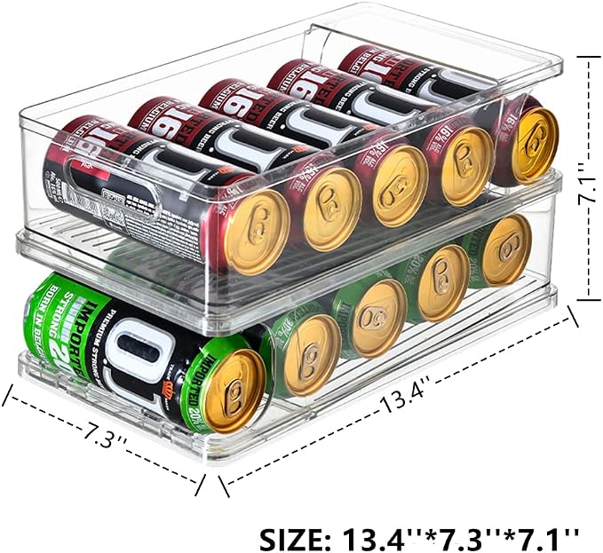 Xicennego 2-Tier Large Stackable Soda Can Organizer for Refrigerator - For Tall Cans of 500ml/17oz - Fridge Can Organizer Dispenser, Beverage Can Holder for Refrigerator, Pantry, Cupboard
