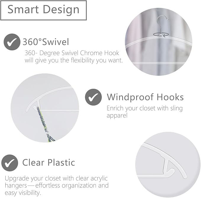 MIZGI Premium Clear Hangers (Pack of 50) Heavyduty-Acrylic No Shoulder Bump Suit Hangers - Space Saving Clothes Hangers,Rounded Hanger for Coat,Sweater,Jackets,Pants