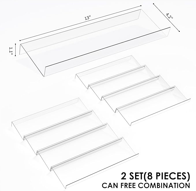 Jadehom Spice Drawer Organizer, 4 Tier Clear Acrylic Expandable From 13" to 26" Seasoning Jars Drawer Insert, Kitchen Drawer Spice Rack Tray for Cabinet/Countertop