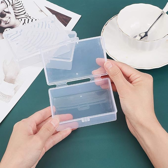 BENECREAT 12 Packs 3.8x2.7x1.3 Inches Clear Plastic Box Containers with Buckle Lids for Beads, Coins, Safety Pins and Other Craft Jewelry Watch Findings
