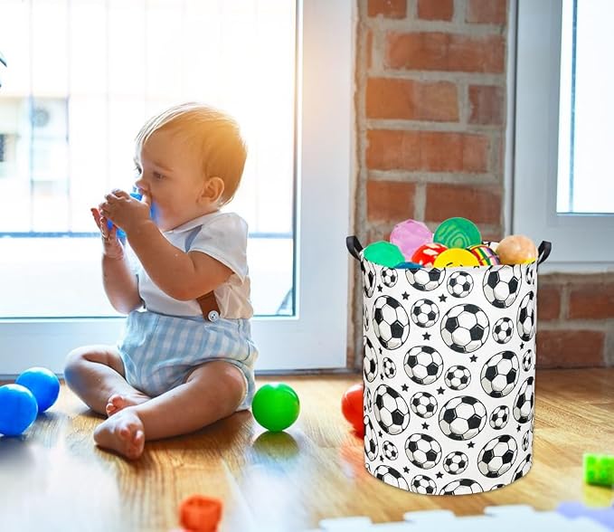 Kids Laundry hamper Baby Hamper for Nursery Boy and Girl Hamper Cute Kids Toys Storage Bin Organizer Soccer Room Decor for Home(Soccer)