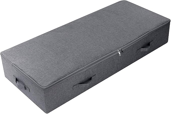 iwill CREATE PRO 39.4 inch（100cm） Longer Bedroom Underbed Storage Containers with Lid for Duvets, Blankets, Clothes, Shoes, Toys, Comforters, Wedding Dress Folding Rigid Organizer Bins, Black Gray