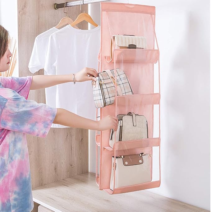 8 Pockets Hanging Purse Handbag Organizer Clear Hanging Shelf Bag Collection Storage