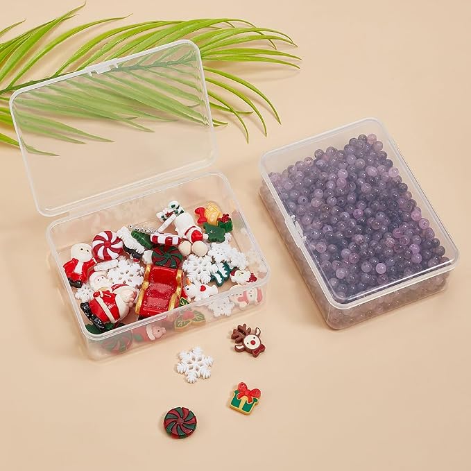 BENECREAT 6 Pack 5.6x4.2x1.8 Clear Plastic Box Containers with Lids for Beads, Safety Pins and Other Craft Jewelry Watch Findings