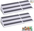 CiWiVOKi 3 Tier Expandable Spice Rack Organizer, White/Grey Plastic Spice Rack, Adjustable Length 14.6In-25.8In, 2 Pack Non-Skid Tiered Spice Shelf Organizer for Kitchen Cabinet, Cupboard, Pantry