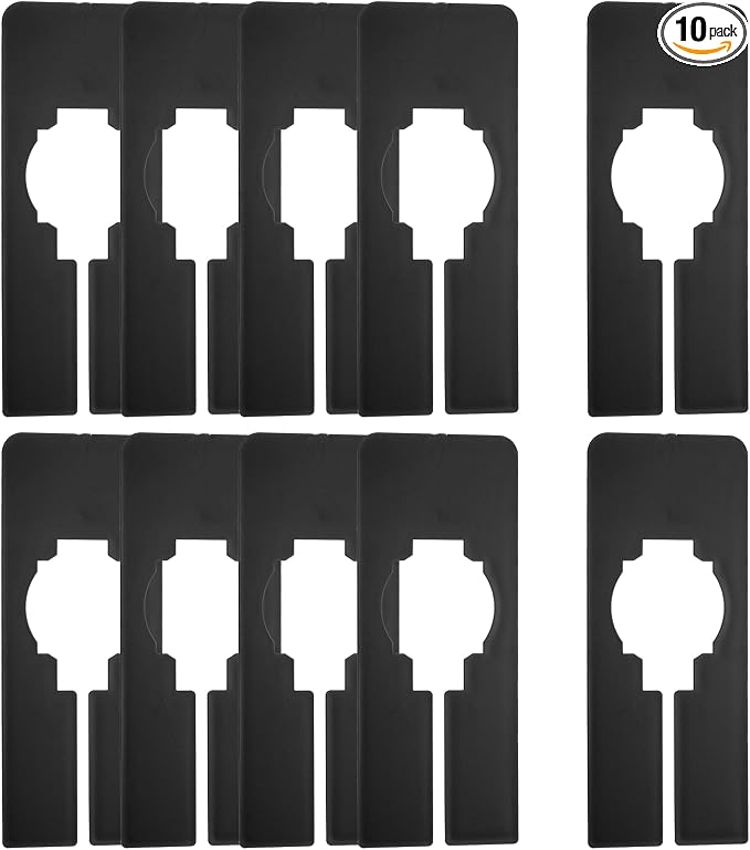 uxcell 10 Pcs Clothes Dividers,Rectangle Closet Rack Dividers Clothing Rack Size Dividers Blank Labels Writable & Reusable for Hanging Clothes Sorting Size, Black