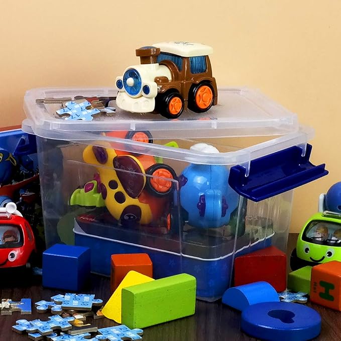 6-Pack 3 Liter Storage Box, Small Plastic Bin with Handle