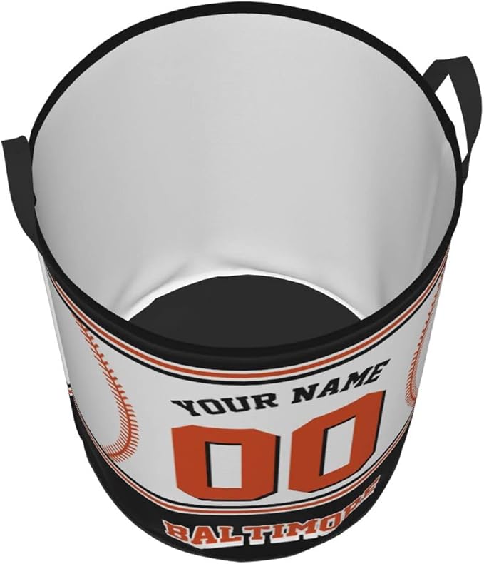 Custom Baltimore Laundry Hamper Personalized Laundry Basket Customized Name And Number Collapsible Storage Basket for Bedroom Bathroom Living Room Baseball Fan Gifts