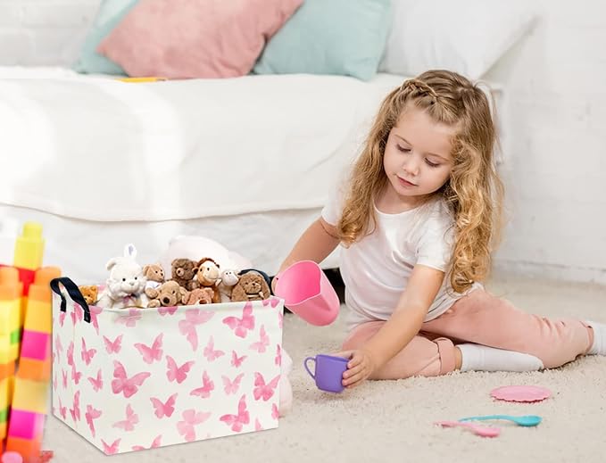Rectangular Butterfly Basket Kids Baby Storage Basket Cute Toy Storage Bin Organizer Shelf Boom Room Decor(Butterfly)