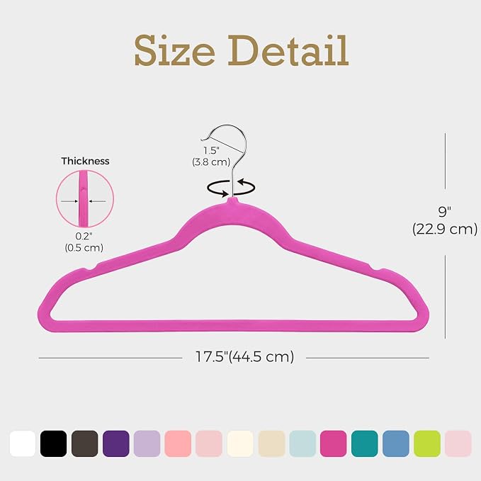 HOUSE DAY Rosy Red Velvet Hangers 60 Pack, Non Slip Clothes Felt Hanger Heavy Duty for Coat, Premium Slim Space Saving Suit Hangers for Closet Organizer, 360° Rotating Silver Hook