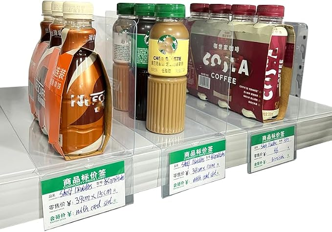 20 Pcs 39*15CM Transparent Shelf Dividers with Card Slot，Adjustable Shelf Organizers, Crystal Clear PVC, Ideal for Product Display and Organization on Wire Shelves, Retail Shelving by Clip Strip