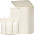 Lifewit 185L 3 Section Laundry Hamper with Lid, Large Laundry Basket with Handles and Removable Bags, Tall Clothes Hamper, Foldable Laundry Sorter for Bedroom Bathroom, White