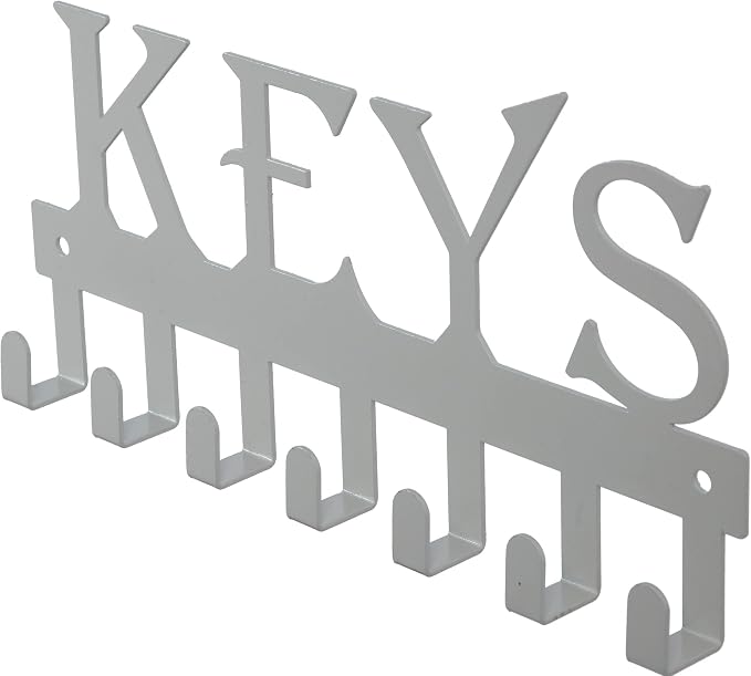 FairyCity Keys Holder for Wall Metal Vintage Keys Hook - Home Decor Key Hanger Decorative Key Holder Wall Mounted with 7 Hooks,25cm*12.8cm White