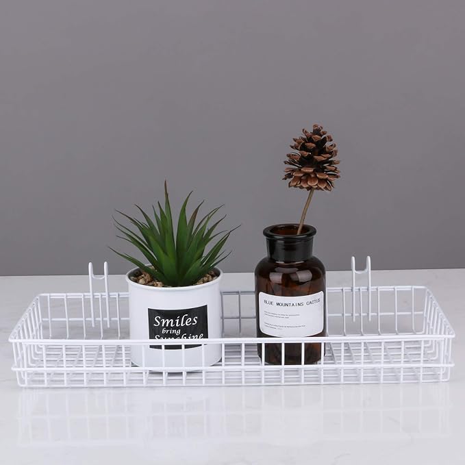 Kaforise Hanging Basket for Wire Wall Grid Panel, Multi-function Wall Storage and Display Basket, Large Size, White