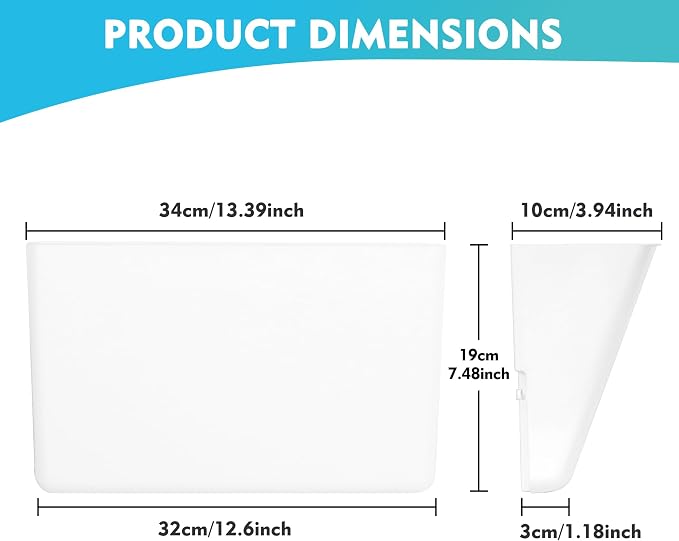 EASEPRES 4 Pack White Plastic Single Pocket Hanging File Organizer, Wall Mount Paper Mails Magazines Holder, Mounted Folder Bins for Office, School and Home, 12.99x4.13x7.48 inches