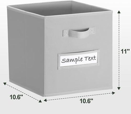 11x11 storage cube bins (Set of 10) Foldable Fabric storage cubes with 10 Labels Window Cards & a Pen,11 inch cube storage bin,Closet Organizers for Shelves,Cubby Organizer Boxes,Light Grey