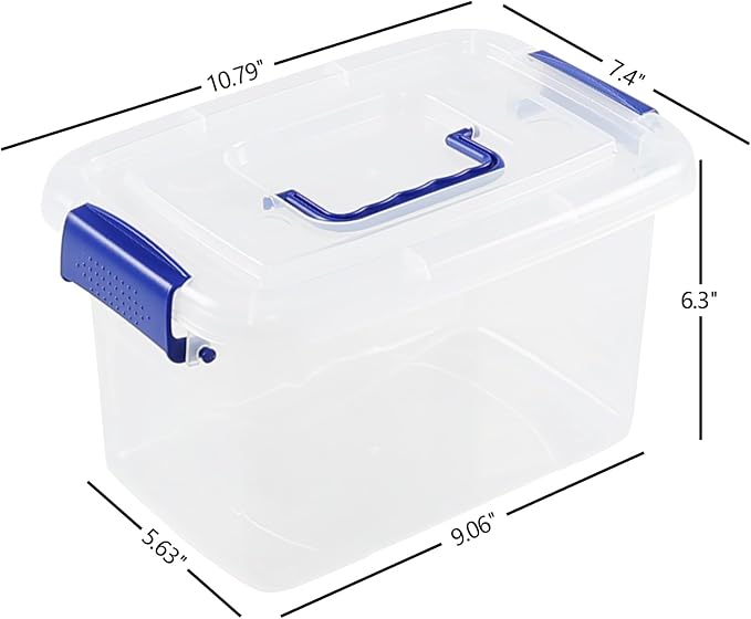 Wekioger 6 Packs 5 Quart Plastic Lidded Storage Bin, Clear Latching Storage Container Box