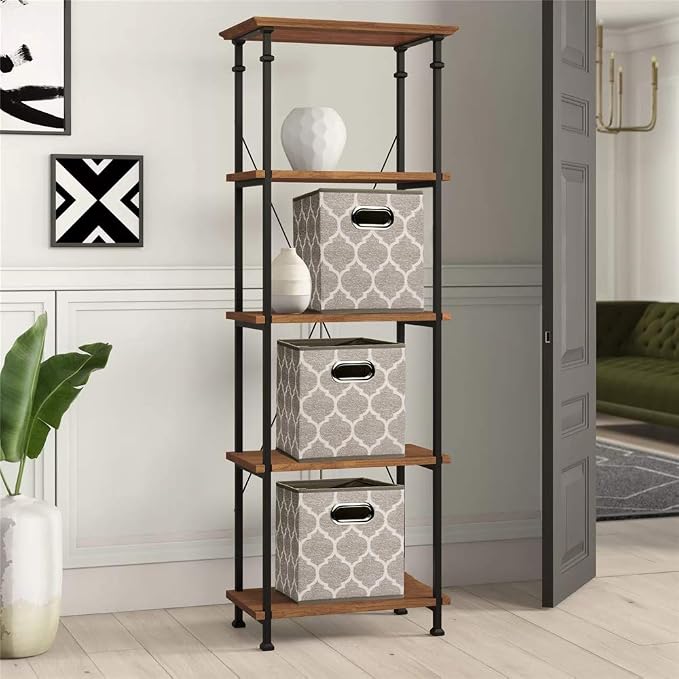 Baskets Storage Cubes 10.5 x10.5 x 11 Inch Cuibcle Baskets Brown Beige Cloth Storage Cubes Bins Foldable Fabric Storage Boxes Inserts Cube Drawers for Storage Organizer ,QY-SC08-3