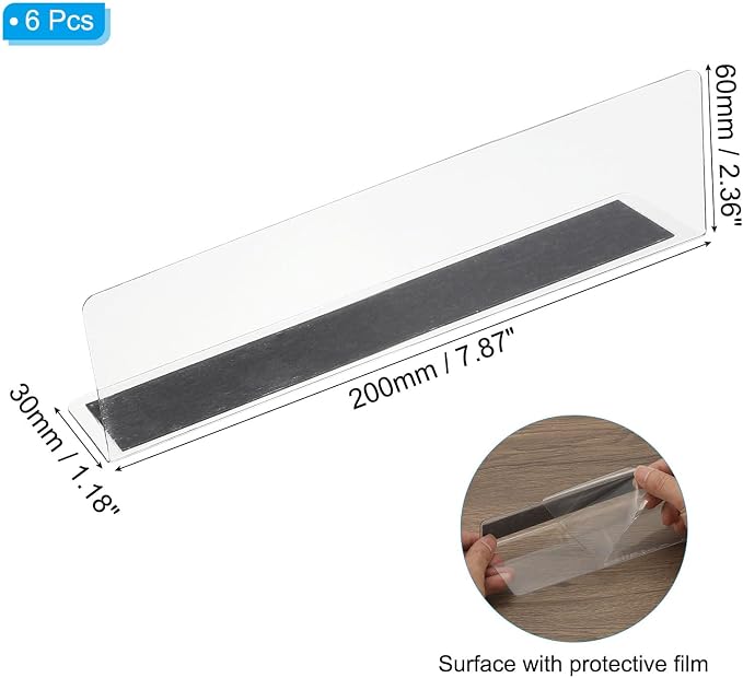 PATIKIL 12 Pack Shelf Dividers for Closet Organization, 7.9x1.18x2.4 Acrylic Magnetic Closets Separator Kitchen Cabinet Shelves Under Bed Blocker for Bedroom Kitchen Office, Clear