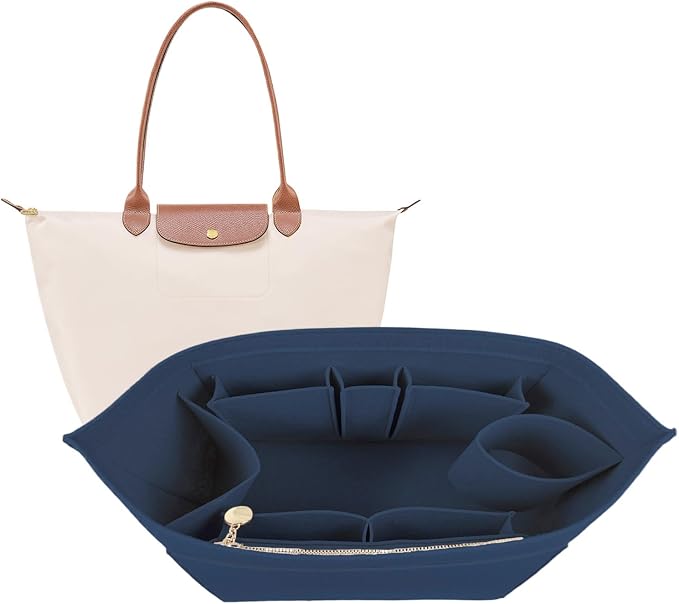 Lckaey Organizer Insert For Long Champ Le Pliage Purse organizer Premium Felt 1012-25Dk blue-S