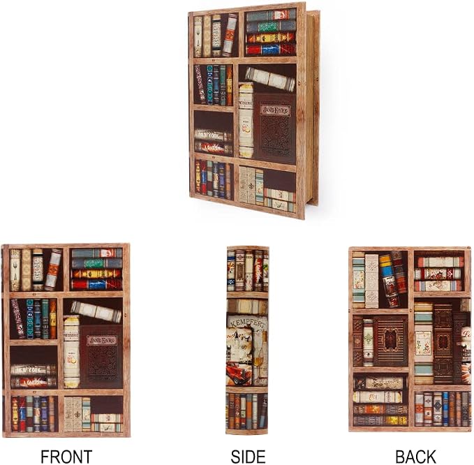 PACOLO Decorative Book Boxes, Faux Wood cover Storage for Hidden Jewelry, Money, and Cash